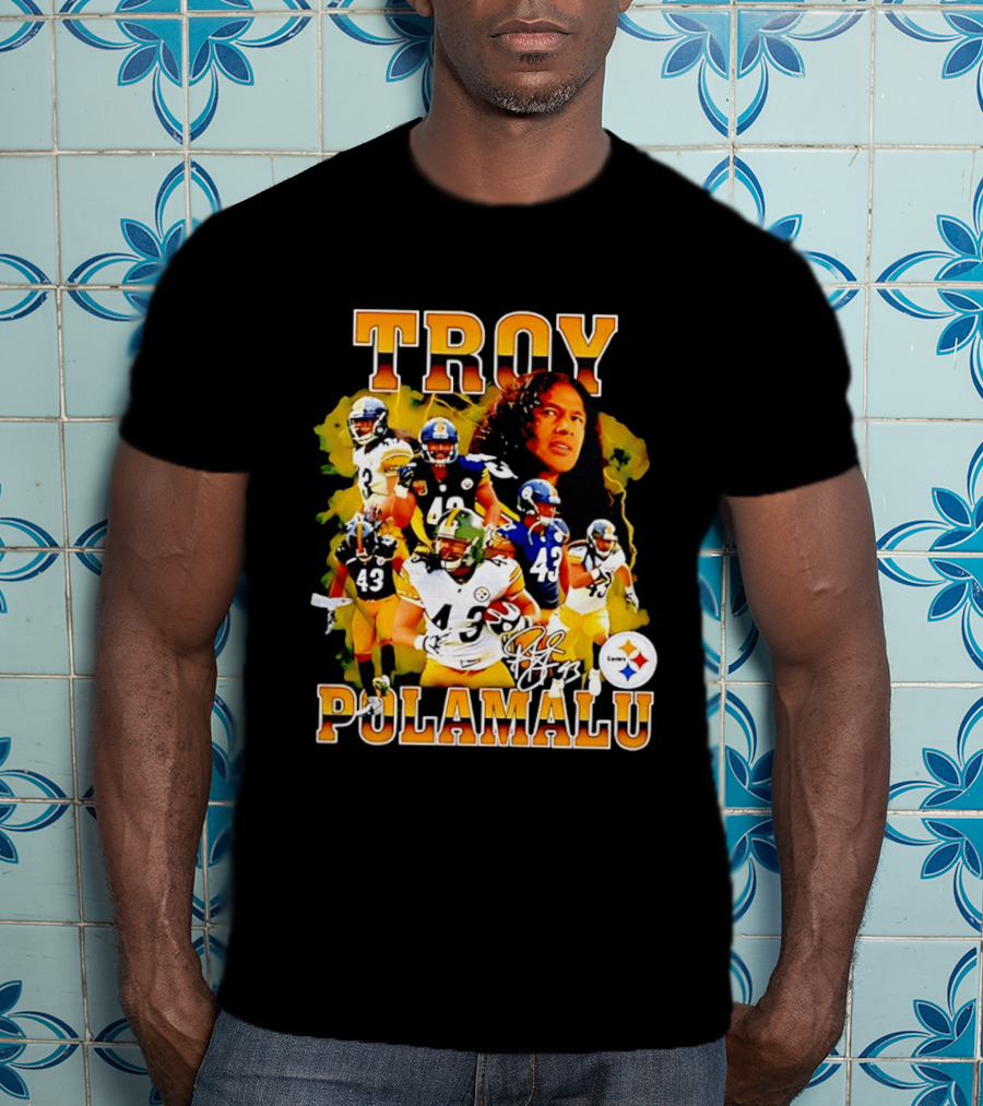 Troy Polamalu 43 Pittsburgh Steelers Collage 2026 T-Shirt