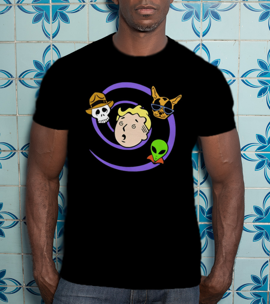 Vault Boy Wild Wasteland Skull Alien Dog T-Shirt