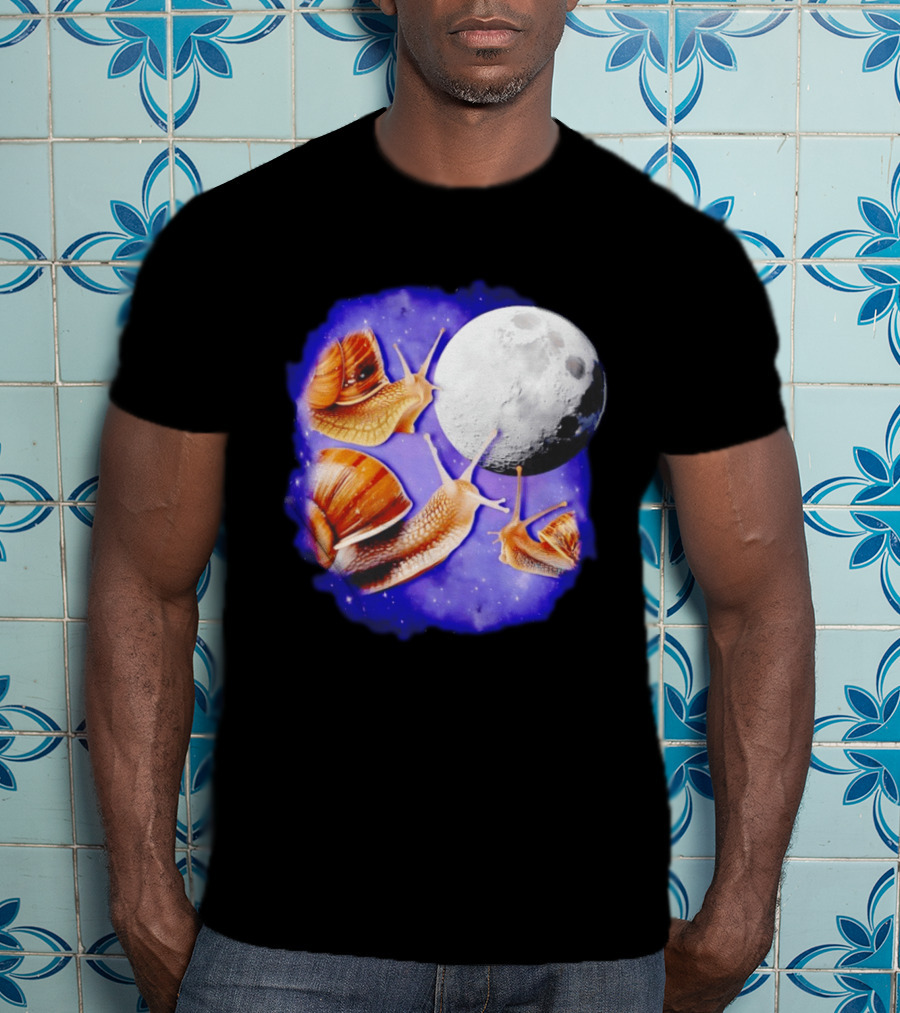 Yearning Snails Moon Cosmic Dreamscape Snail Galaxy T-Shirt