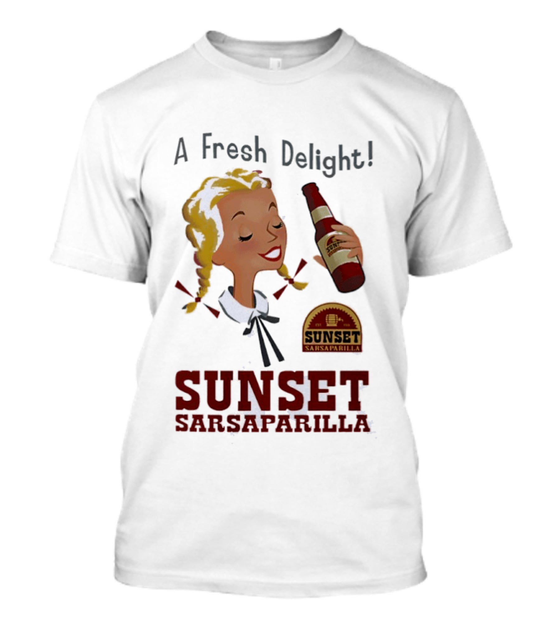 A Fresh Delight Sunset Sarsaparilla Bottle Vintage Fallout T-Shirt