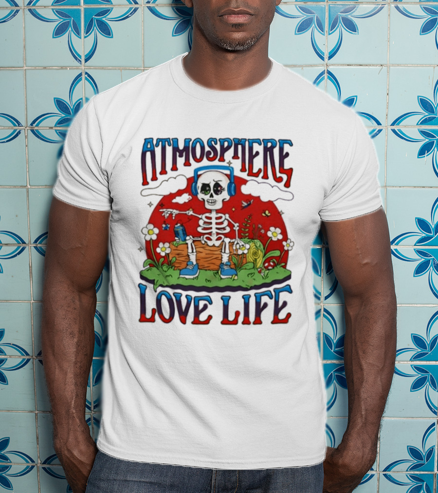 Atmosphere Love Life Skeleton Headphones Nature Scene T-Shirt