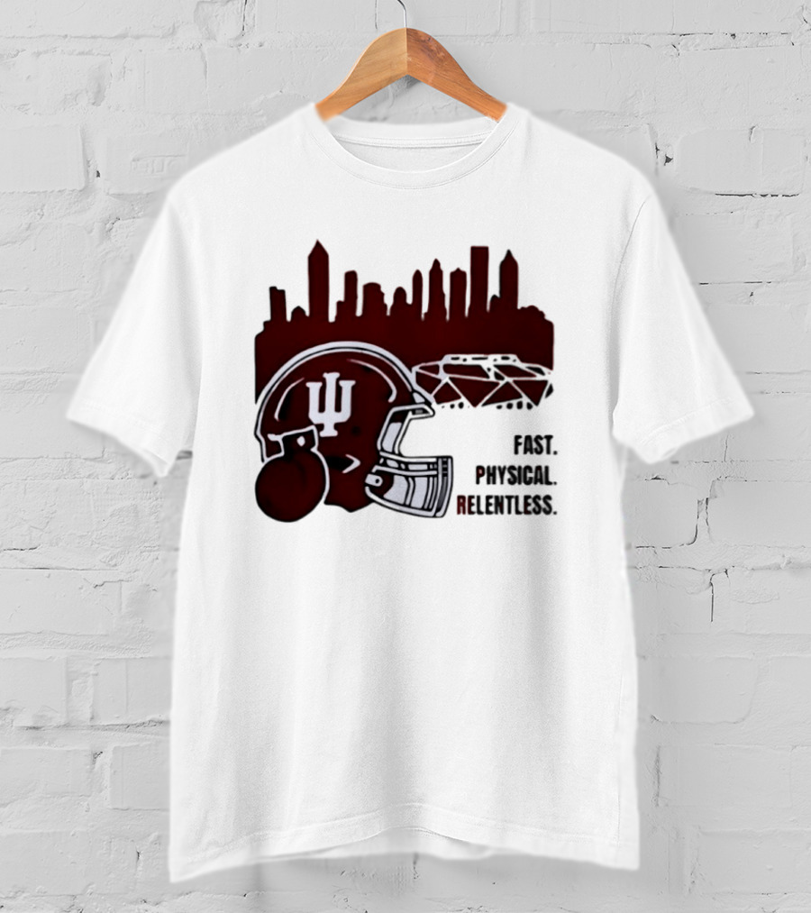 Indiana Hoosiers Helmet City Skyline Fast Physical Relentless T-Shirt