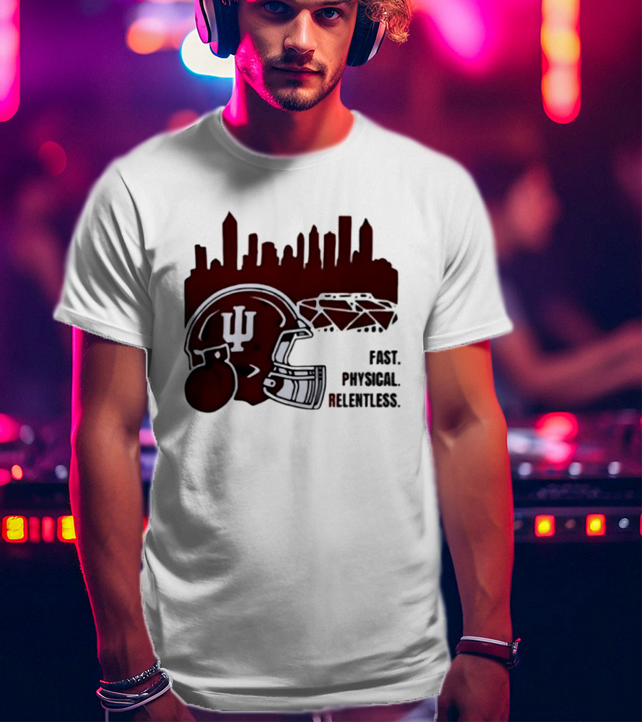 Indiana Hoosiers Helmet City Skyline Fast Physical Relentless T-Shirt