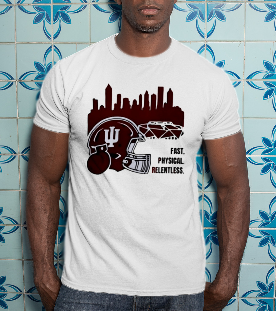 Indiana Hoosiers Helmet City Skyline Fast Physical Relentless T-Shirt