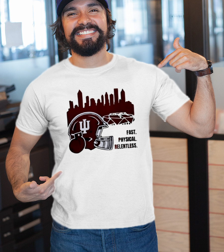 Indiana Hoosiers Helmet City Skyline Fast Physical Relentless T-Shirt