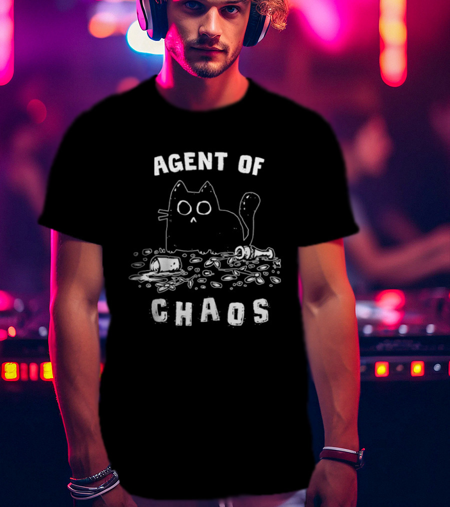Agent Of Chaos Cat Surrounded By Destruction T-Shirt