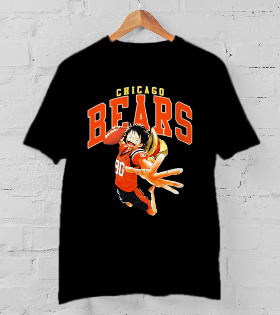 Chicago Bears One Piece Crossover Luffy Football Collaboration T-Shirt
