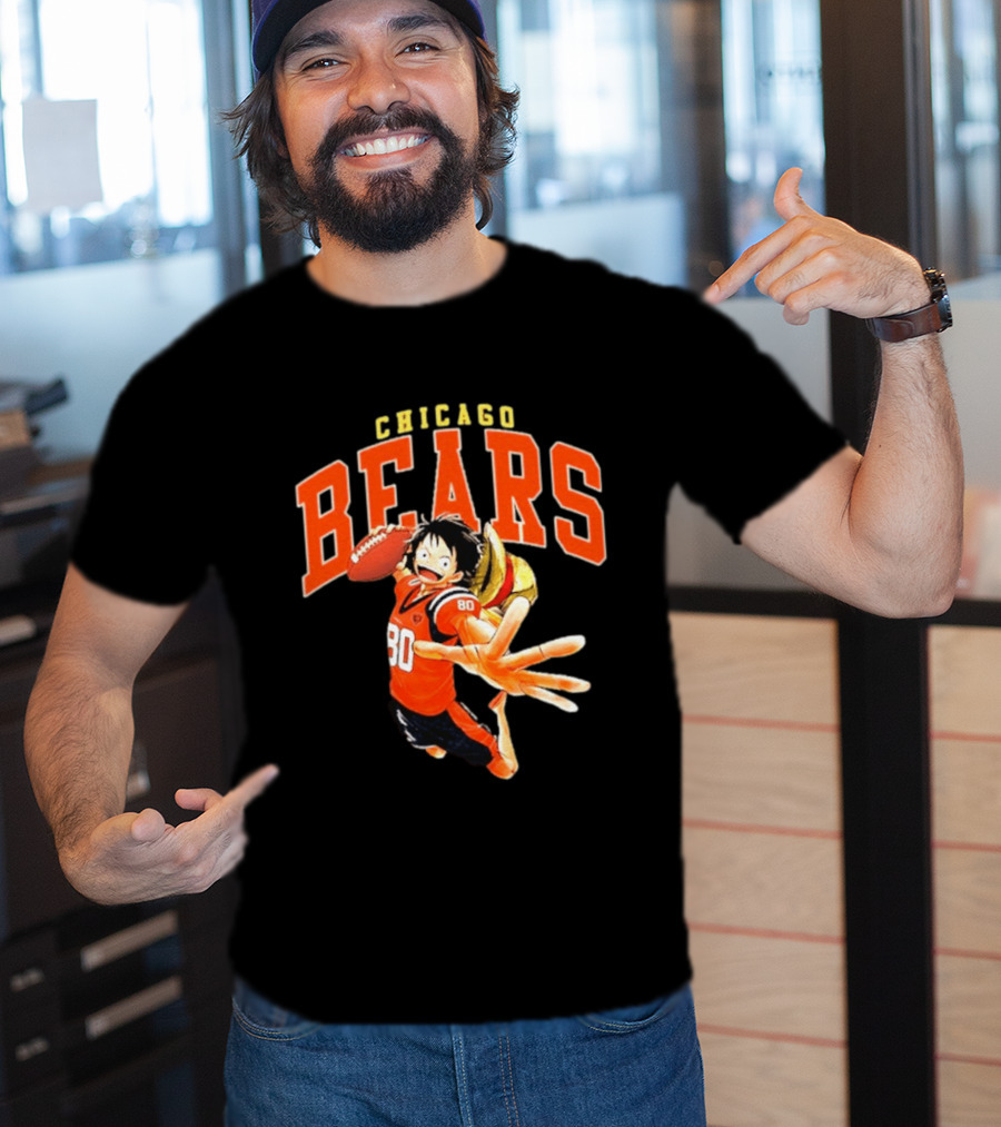 Chicago Bears One Piece Crossover Luffy Football Collaboration T-Shirt