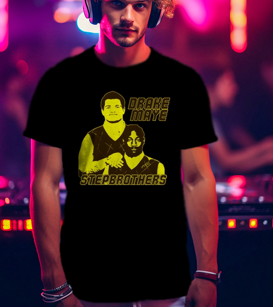 Drake Maye New England Patriots Step Brothers Football Collaboration T-Shirt