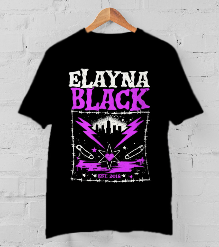 Elayna Black Heart Star Lightning Est 2018 T-Shirt