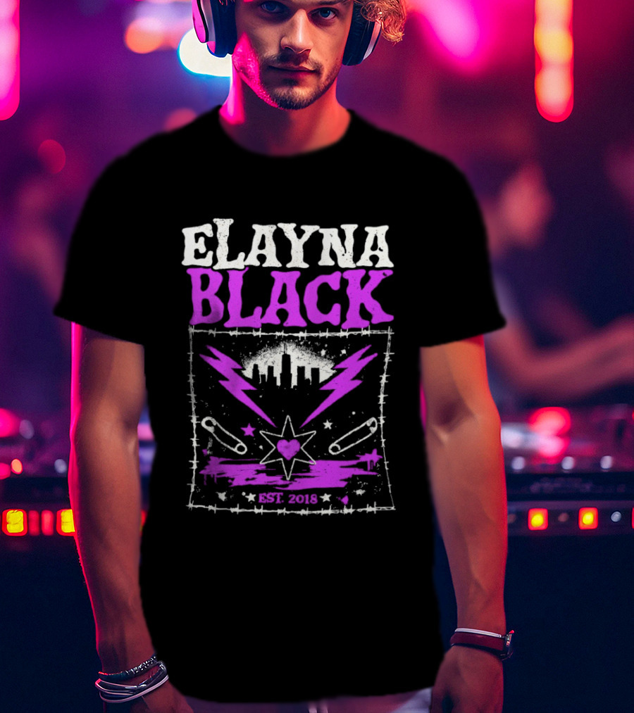 Elayna Black Heart Star Lightning Est 2018 T-Shirt