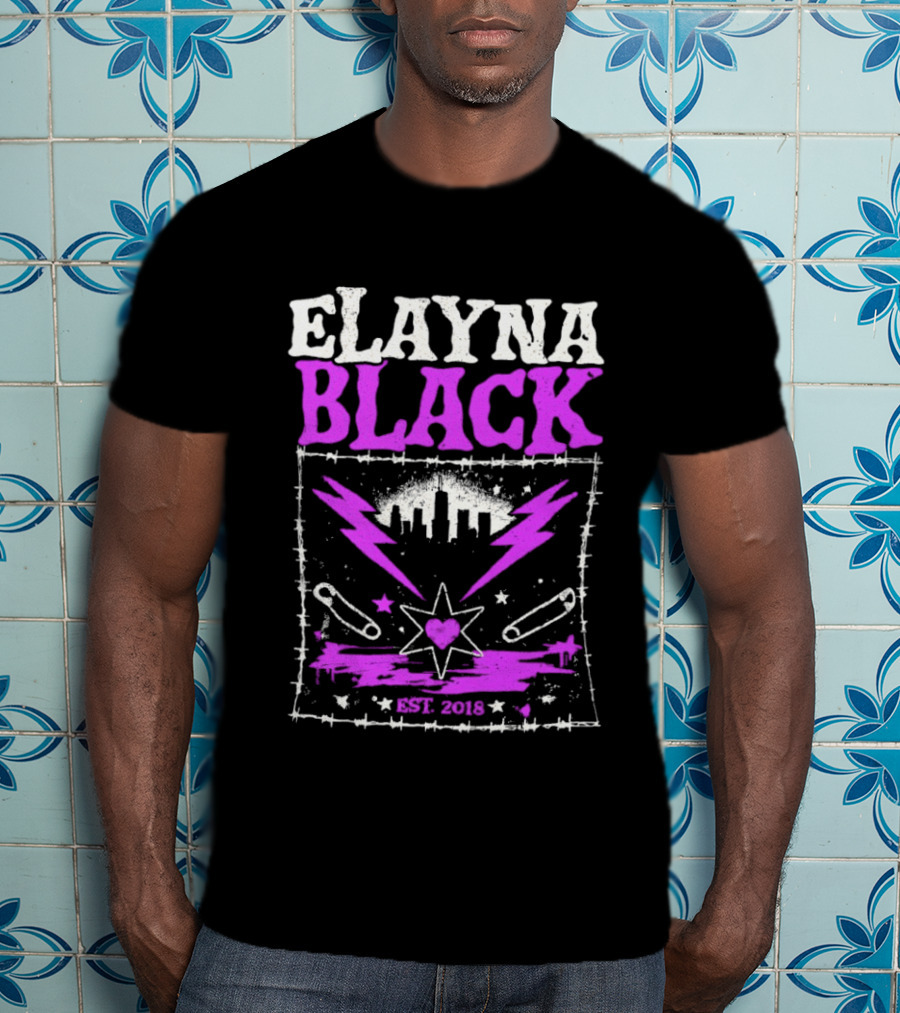 Elayna Black Heart Star Lightning Est 2018 T-Shirt