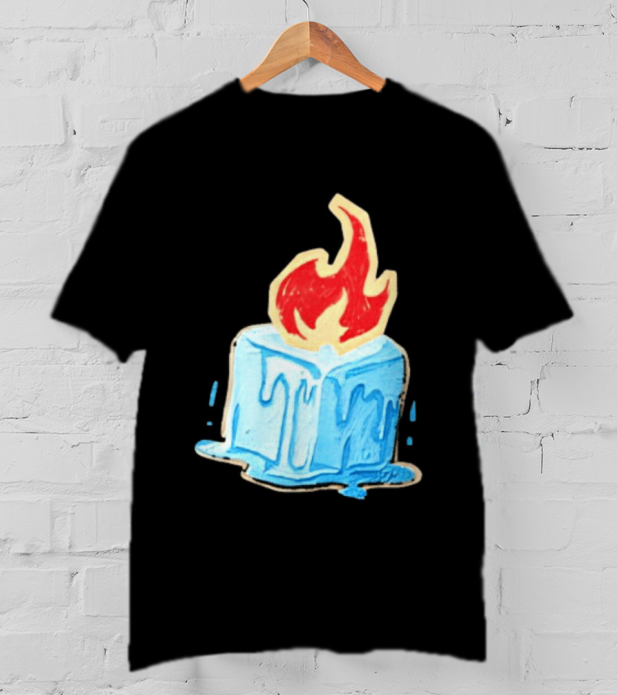 Melting Ice Cube Red Flame Emblem: Subtle Anti ICE Concept T-Shirt