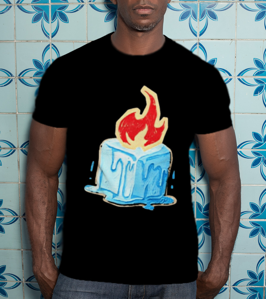 Melting Ice Cube Red Flame Emblem: Subtle Anti ICE Concept T-Shirt