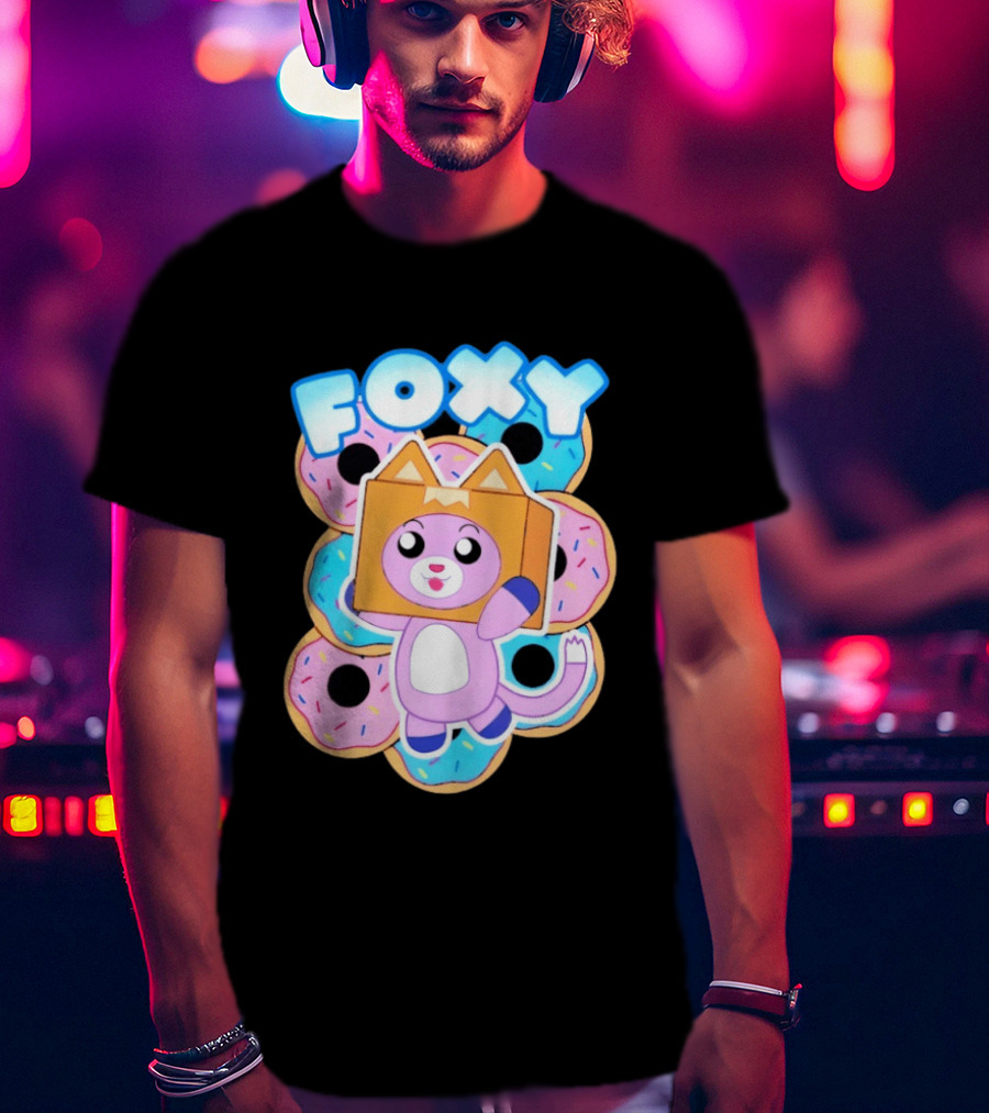 LankyBox Foxy Pink Donuts Fun Cartoon T-Shirt
