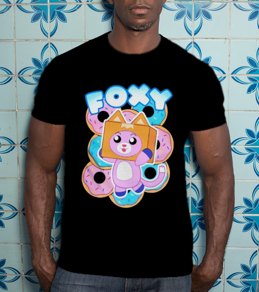 LankyBox Foxy Pink Donuts Fun Cartoon T-Shirt