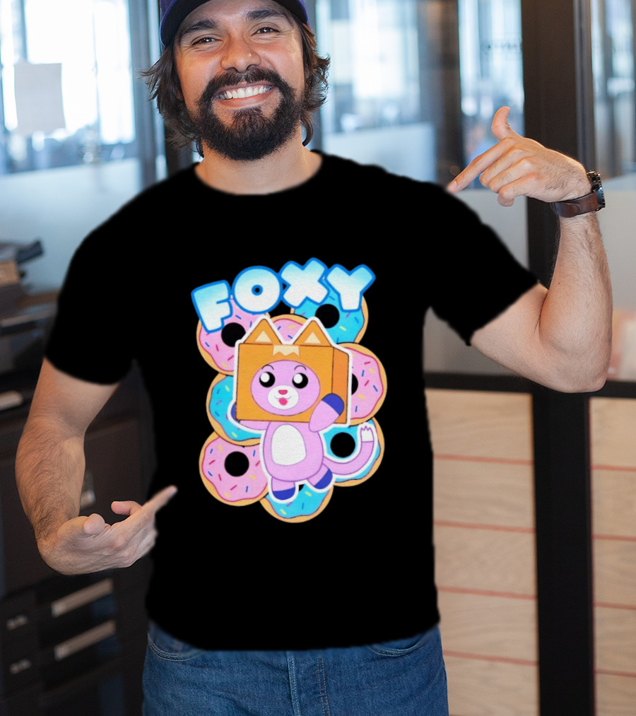 LankyBox Foxy Pink Donuts Fun Cartoon T-Shirt