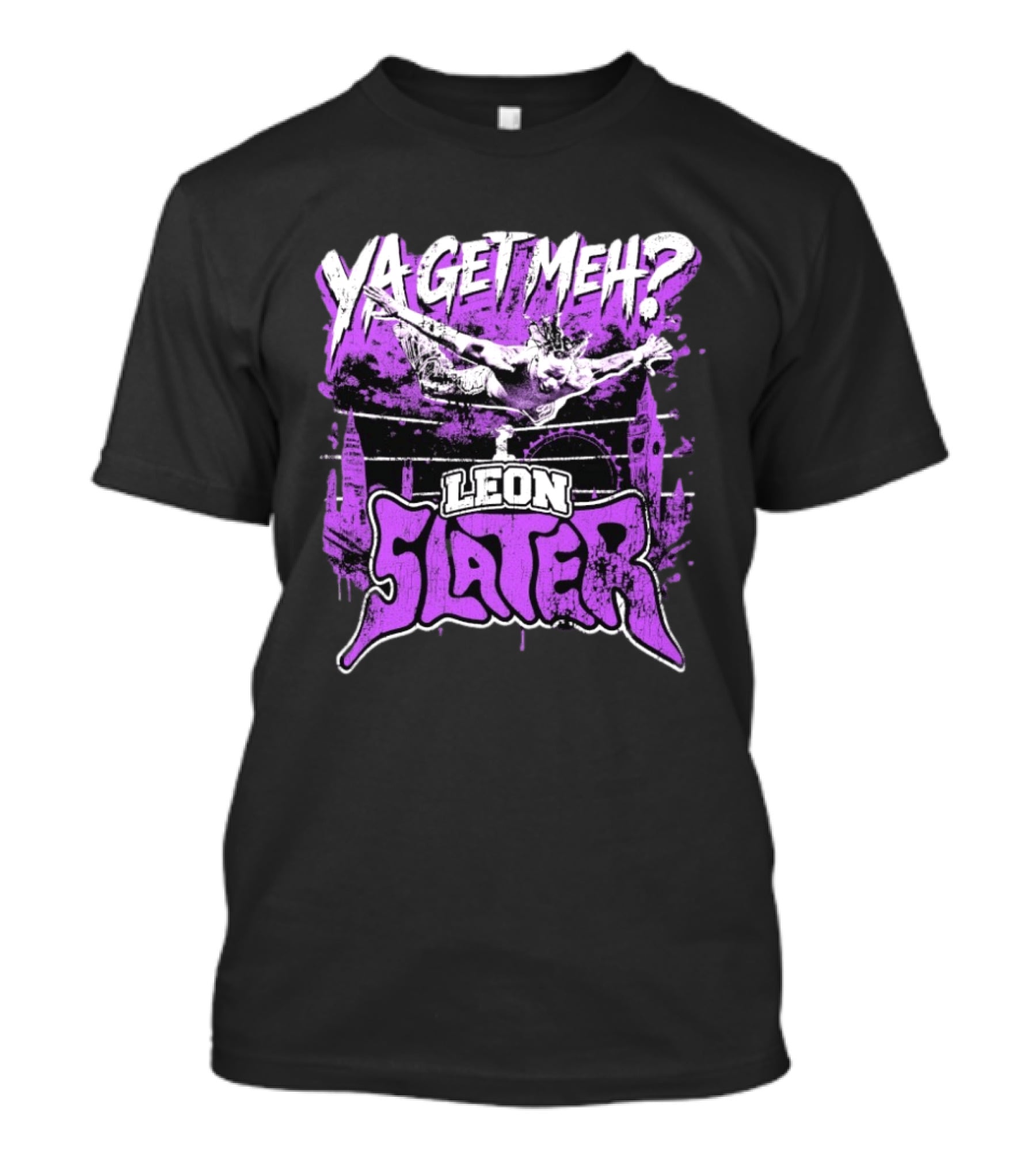 Leon Slater Ya Get Meh Wrestling Purple T-Shirt