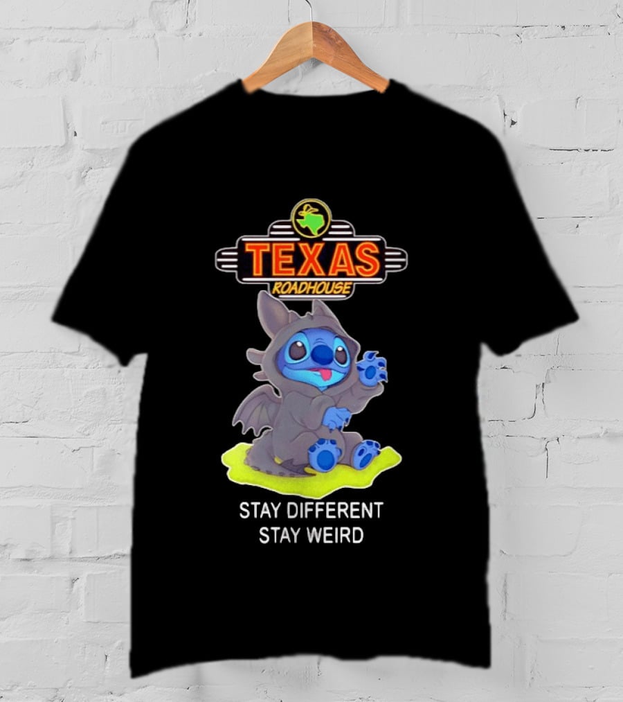 Texas Roadhouse Stitch Toothless Stay Different Stay Weird T-Shirt