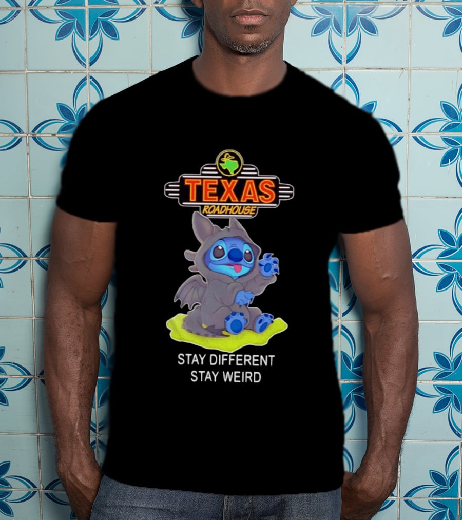 Texas Roadhouse Stitch Toothless Stay Different Stay Weird T-Shirt
