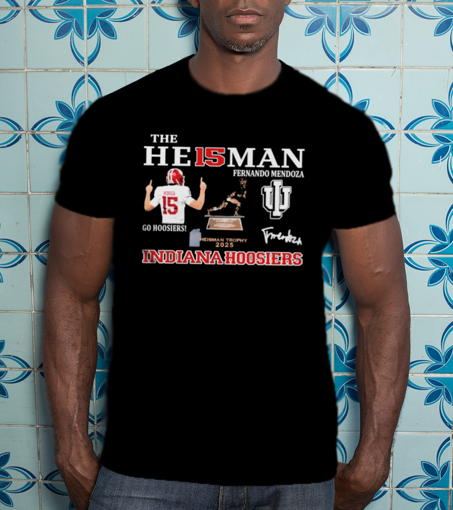 Fernando Mendoza 15 Indiana Hoosiers Heisman Trophy Indiana University Football T-Shirt