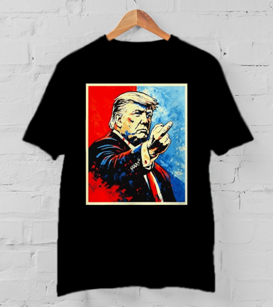 Trump 2026 Meme Middle Finger Red Blue Pop T-Shirt