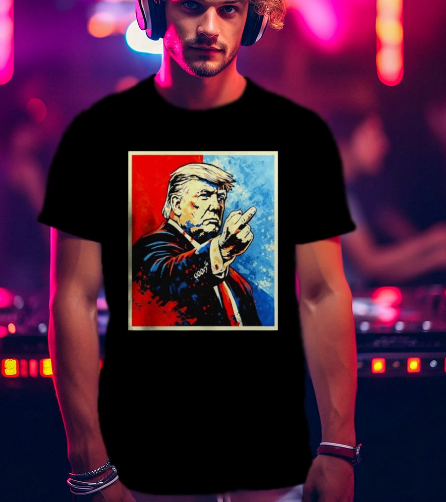 Trump 2026 Meme Middle Finger Red Blue Pop T-Shirt