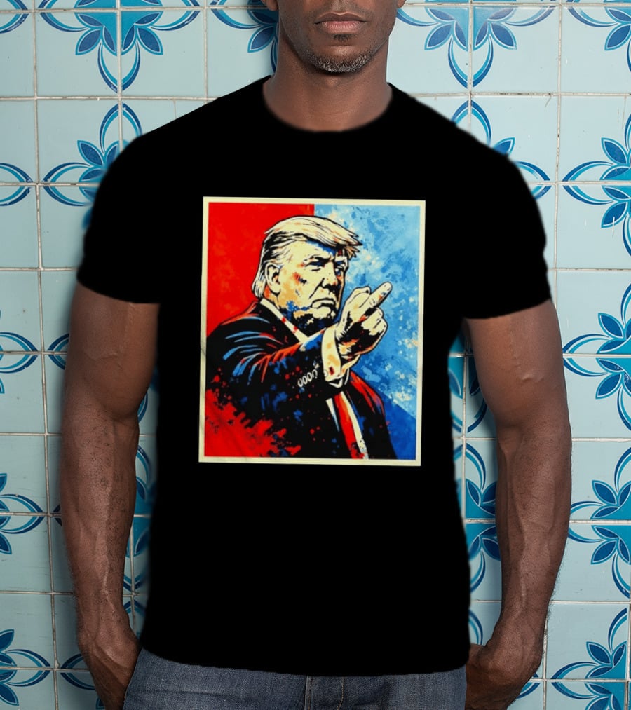 Trump 2026 Meme Middle Finger Red Blue Pop T-Shirt