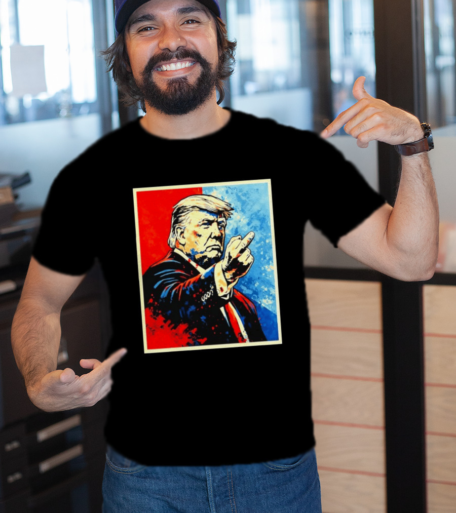 Trump 2026 Meme Middle Finger Red Blue Pop T-Shirt