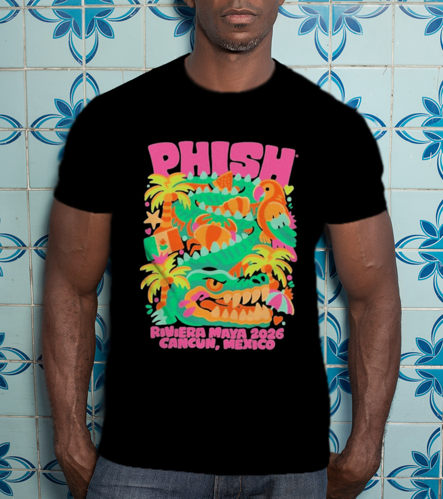 Phish Riviera Maya 2026 Cancun Mexico Gator And Parrot Tropical Vibes T-Shirt