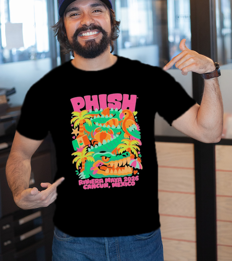 Phish Riviera Maya 2026 Cancun Mexico Gator And Parrot Tropical Vibes T-Shirt