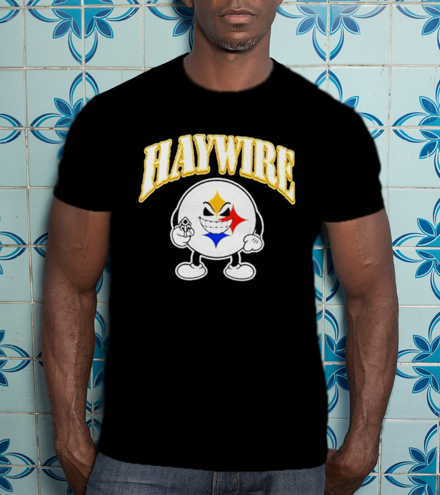 Pittsburgh Steelers Haywire Fun Character With Gun And Grin T-Shirt