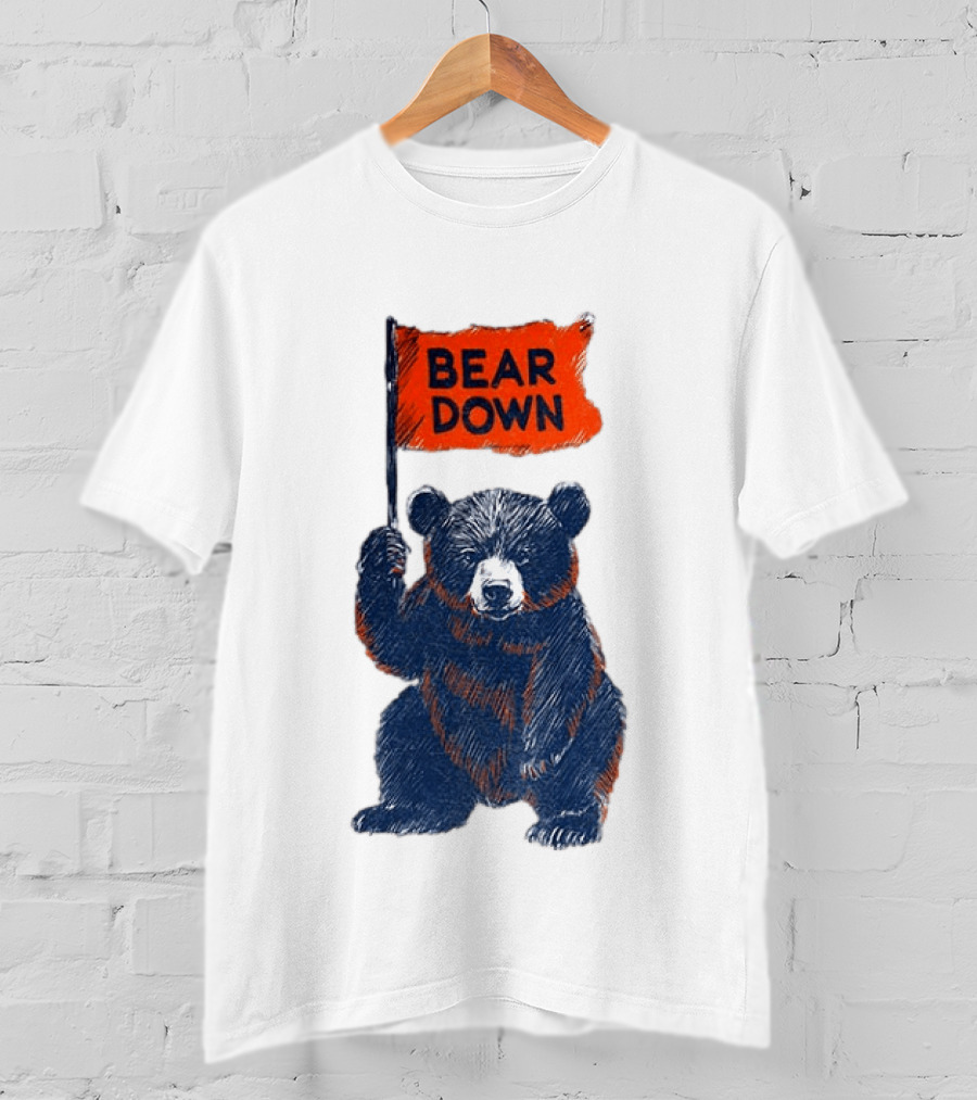 Bear Holding Bear Down Flag Chicago Bears Football 2026 T-Shirt