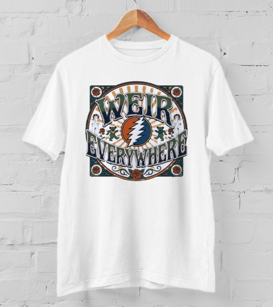 Weir Everywhere Grateful Dead Lightning Bolt Bears Roses T-Shirt