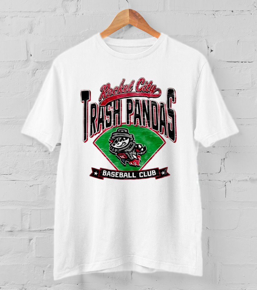Rocket City Trash Pandas Baseball Club Team Logo Raccoon T-Shirt
