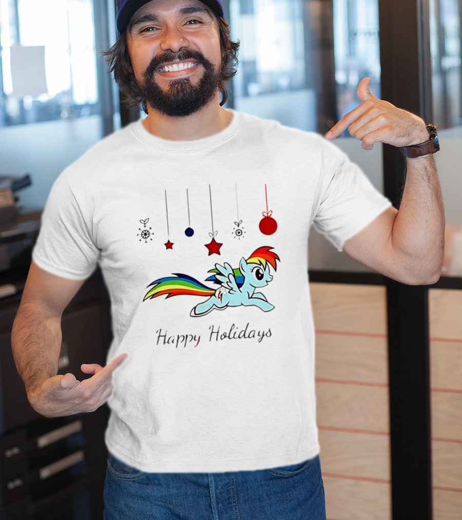 My Little Pony Rainbow Dash Happy Holidays Festive Ornament T-Shirt