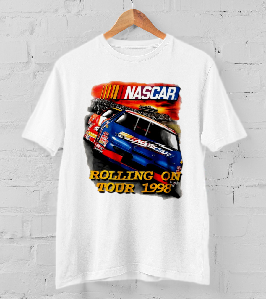 NASCAR Rolling On Tour 1998 Vintage Racing Scene T-Shirt