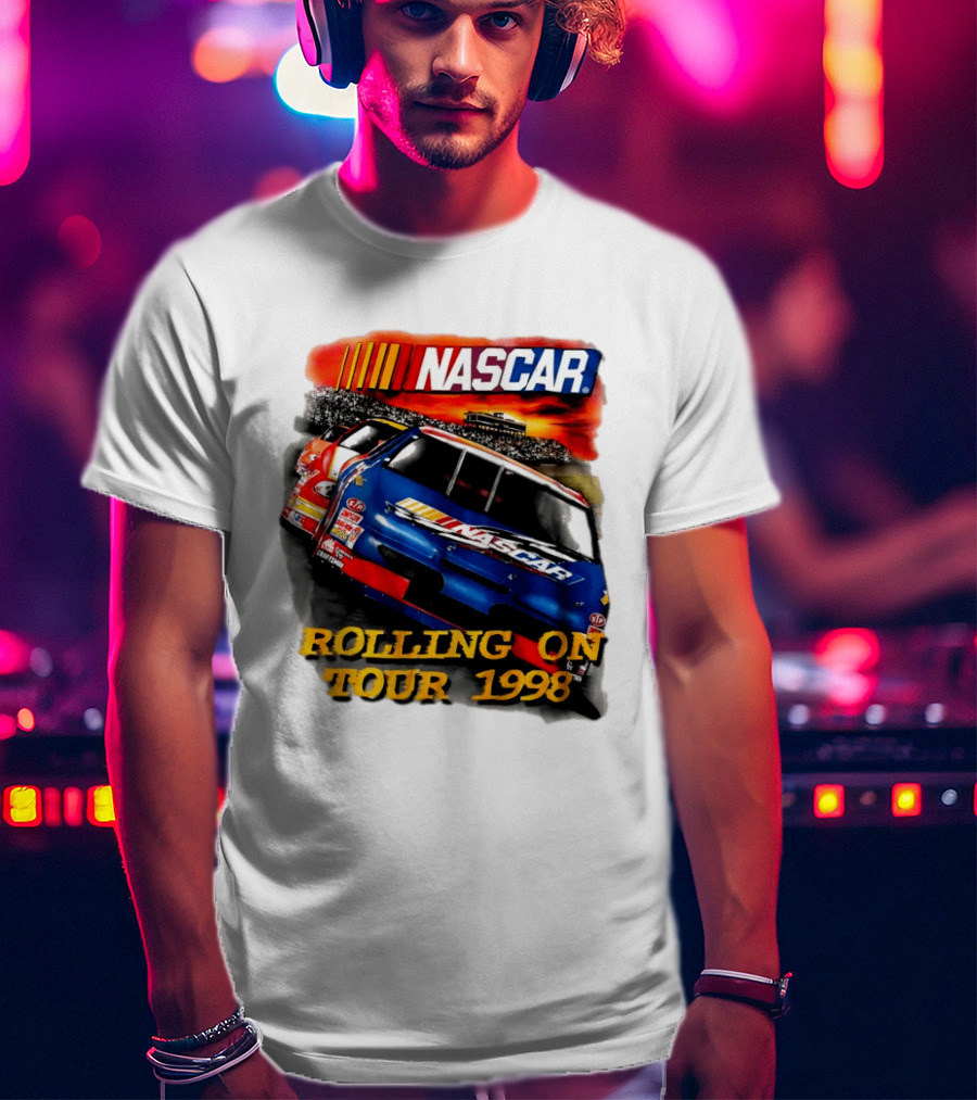 NASCAR Rolling On Tour 1998 Vintage Racing Scene T-Shirt