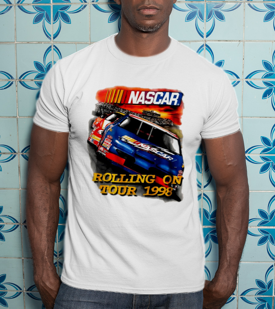 NASCAR Rolling On Tour 1998 Vintage Racing Scene T-Shirt