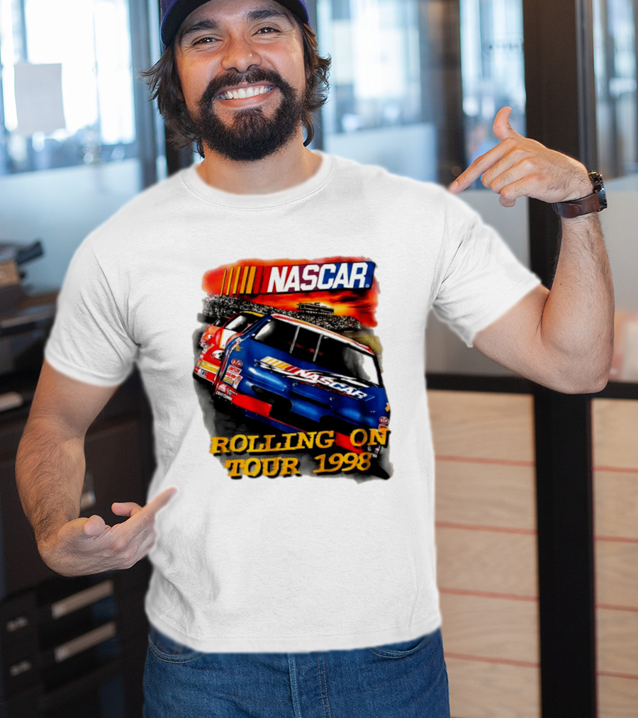 NASCAR Rolling On Tour 1998 Vintage Racing Scene T-Shirt