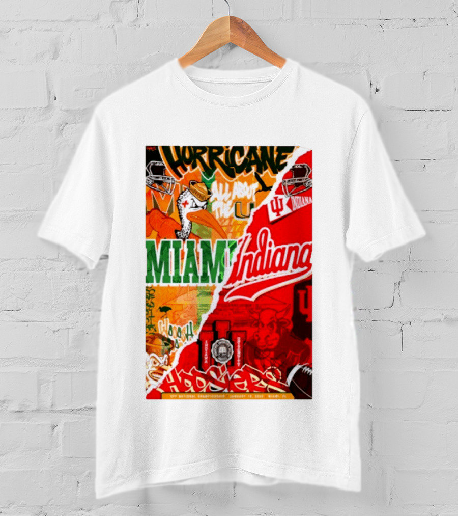 Miami Hurricanes Vs Indiana Hoosiers CFP National Championship January 19 2026 Wynwood Walls T-Shirt