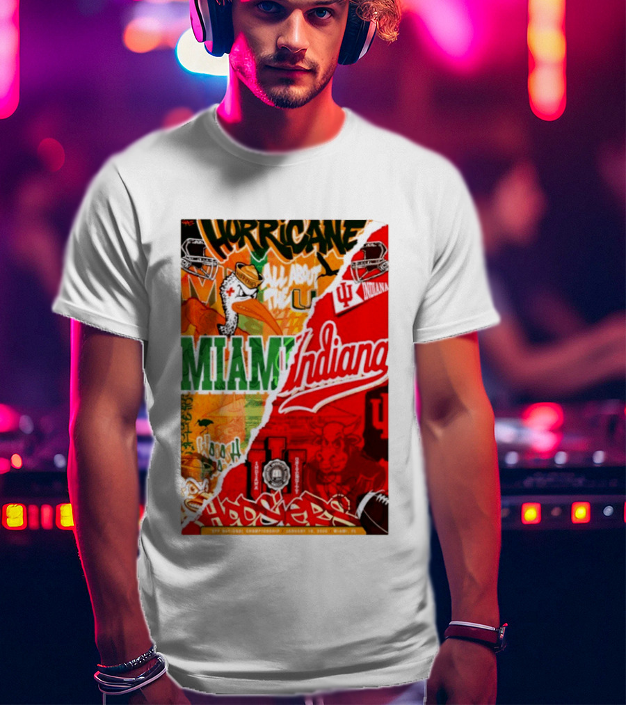 Miami Hurricanes Vs Indiana Hoosiers CFP National Championship January 19 2026 Wynwood Walls T-Shirt