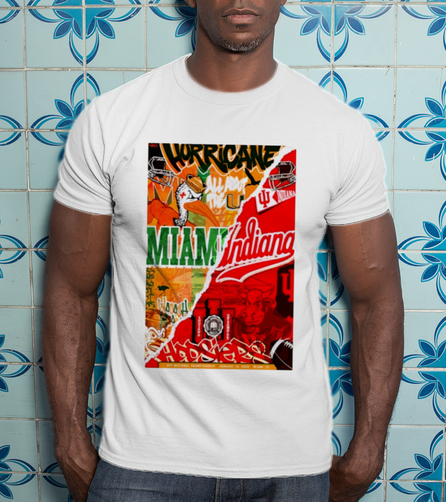 Miami Hurricanes Vs Indiana Hoosiers CFP National Championship January 19 2026 Wynwood Walls T-Shirt