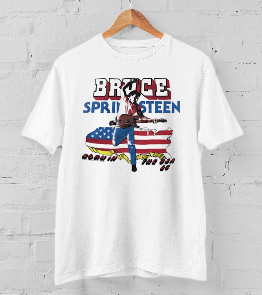 Bruce Springsteen Born In The USA 85 Map Guitar T-Shirt