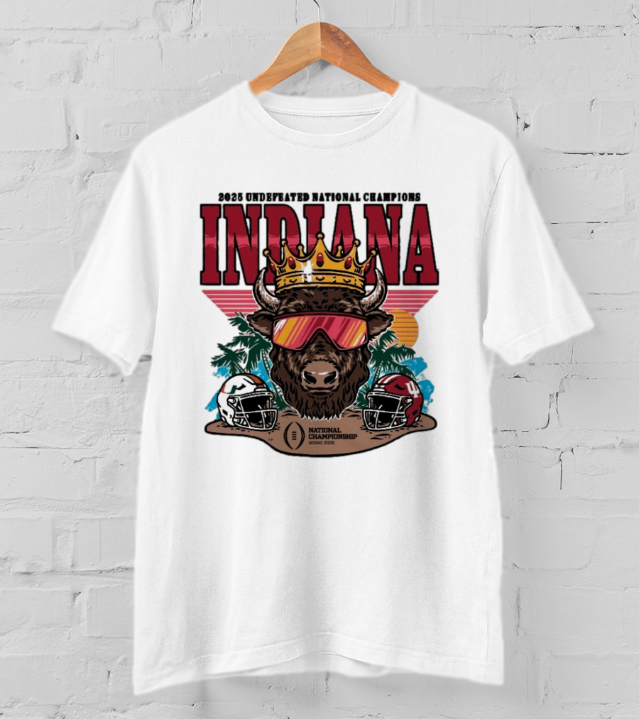 Indiana Hoosiers 2025 Undefeated National Champions Bison Crown National Championship Miami 2025 T-Shirt