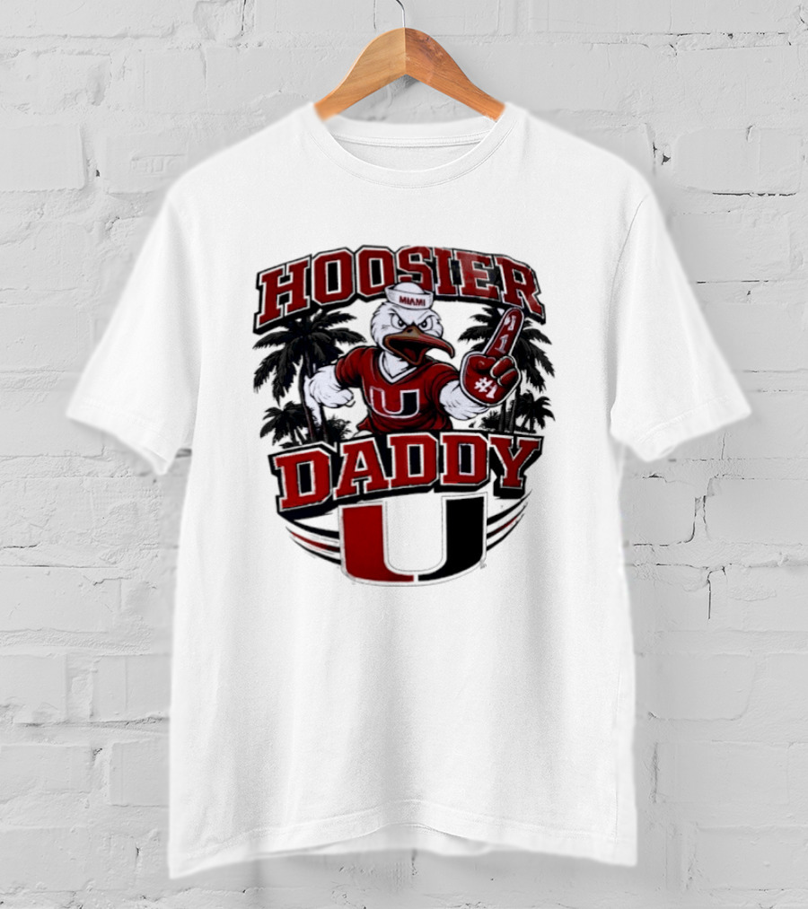 Hoosier Daddy Miami Hurricanes Sebastian The Ibis Number One T-Shirt