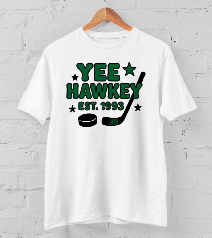 Yee Hawkey Hockey Stick Puck Stars Est 1993 T-Shirt