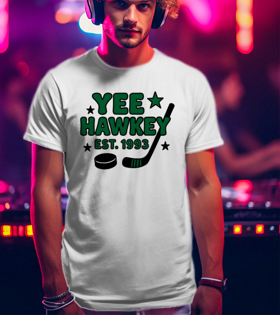 Yee Hawkey Hockey Stick Puck Stars Est 1993 T-Shirt