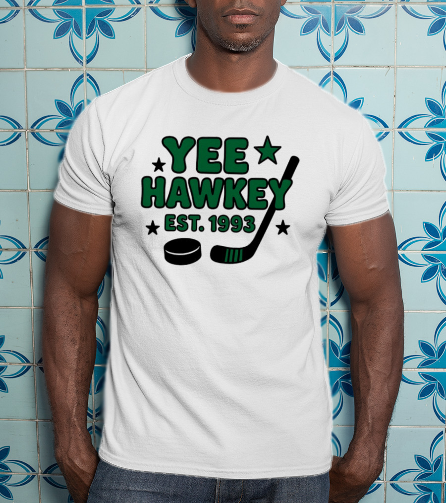 Yee Hawkey Hockey Stick Puck Stars Est 1993 T-Shirt