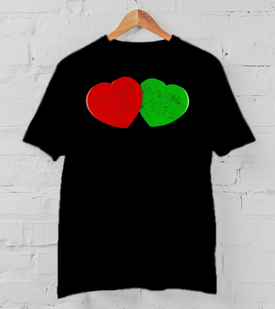 Hughes And Kisses Red Green Heart T-Shirt